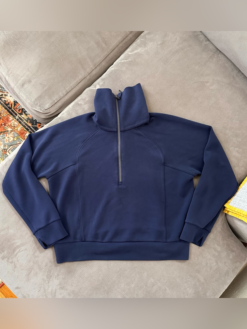 Spanx Womens Blue Air Essentials Long Sleeve Half-Zip Pullover Sweatshirt Sz M